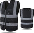 Reflective Safety Vest for Men Women with 8 Pockets and Zipper High Visibility Mesh Construction Work Vest Meets ANSI/ISEA Standards (KZ170-Black,...