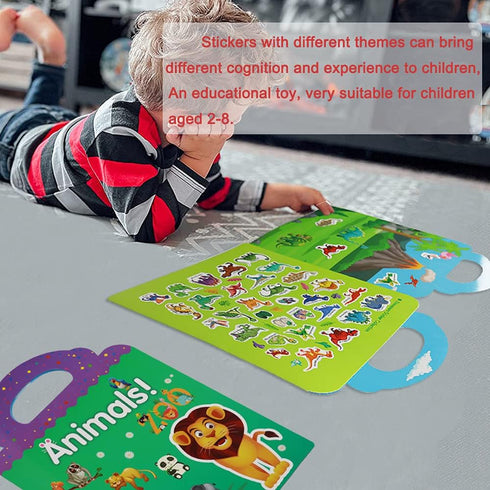 Reusable Sticker Books for Kids, 2 Sets Travel Removable Toddler Sticker Books for 3 4 5 Year Old Girls Boys Birthday Gifts Educational Learning T...