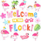 HOWAF 56pcs Flamingo Cutouts, Hawaii Flamingo Themed Welcome Paper Cut Outs with Dot Glues for School Classroom Bulletin Board Decoration, Summer ...