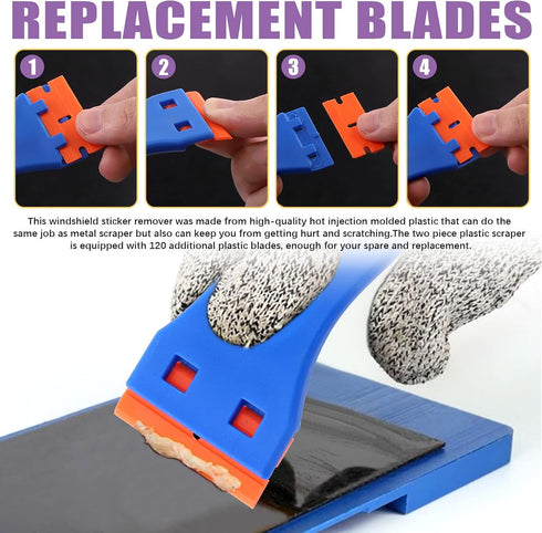 Swpeet 36Pcs 3/4" 7/8" 1" 1-1/2" Plastic Chisel and Plastic Blade Scraper Tools with Blades Replacement Assortment Kit, Scraper Remover Tool Kit C...