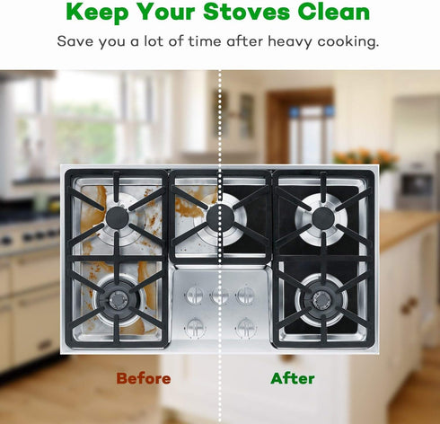 Reusable Gas Stove Burner Covers - 10 Pack Upgrade Double Thickness 0.2mm Non-Stick Stovetop Burner Liners Gas Range Protectors Size 10.6x 10.6 Inch Cuttable Dishwasher Safe Easy to Clean