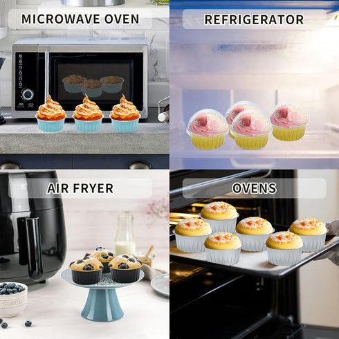 Disposable Ramekins, Gold 30pcs 5oz Mini Aluminium Foil Baking Cups with Lids Creme Brulee Cupcake Liners, Desert Cheesecake Pans Flan Molds for P...