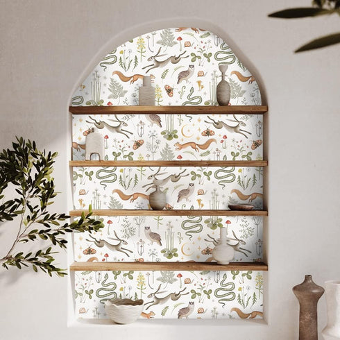 Colorful Animals Peel and Stick Wallpaper Squirrel,owl,snake,rabbit Removable Waterproof Wallpaper Decorative Contact Paper Vinyl Boho Mushrooms a...