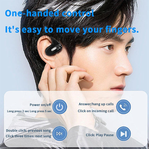 Single Ear Hanging Style Wireless Headphones, Bluetooth 5.4 Hi-Fi Stereo Music Earphones, Right Ear-Hook Sports Headsets, Noise Reduction Air Cond...