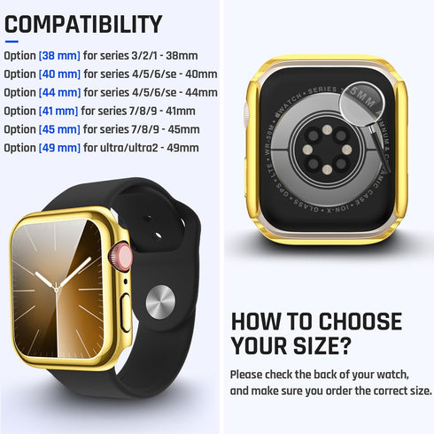Goton Waterproof Case for Apple Watch 41mm Series 9 8 7 with Tempered Glass Screen Protector, iWatch Full Protective Hard PC Bumper Case Face Cove...