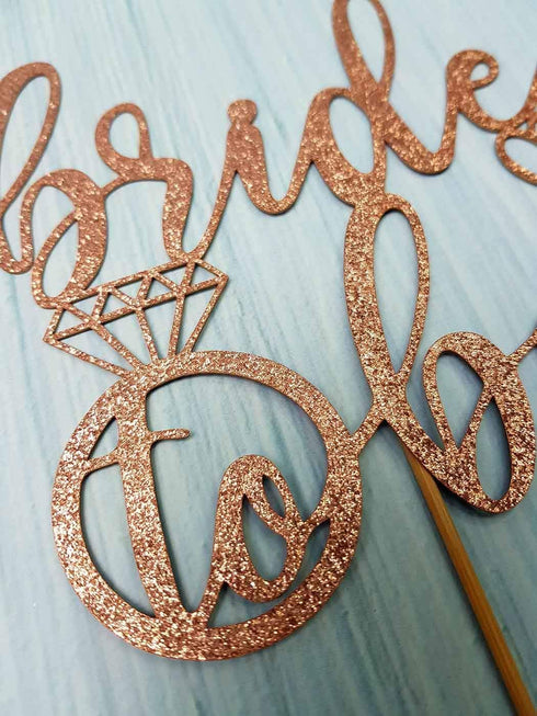 Bride to Be Cake Topper for Bridal Shower/Wedding Shower/Engagement/Bachelorette/Hen Party Decorations, Double-sided Rose Gold Glitter...