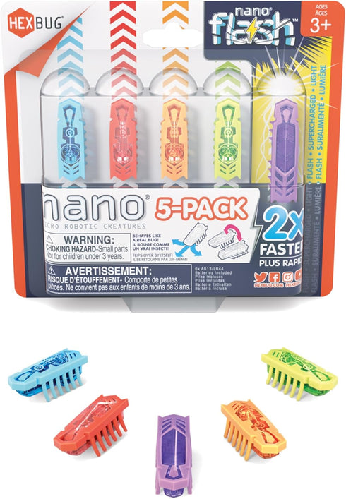 HEXBUG Nano 5 Pack, 4 Nano Bugs with Bonus Flash Nano, Sensory Toys for Kids & Cats with Vibration Technology, STEM Kits & Mini Robot Toy for Kids...