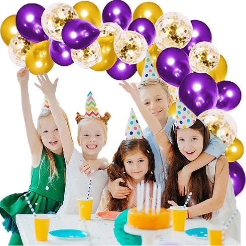 Purple Balloon Garland Arch Kit, 121 PCS Purple and Gold Party Decorations for Birthday, Graduation, Wedding, Anniversary...