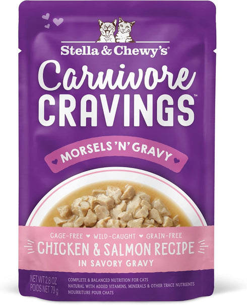 Stella & Chewy’s Carnivore Cravings Morsels & Gravy Chicken & Salmon Recipe Wet Cat Food Pouches – (2.8 Ounce Pouch, Case of 12)...