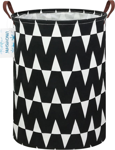 LANGYASHAN Laundry Basket Canvas Fabric Collapsible Organizer Basket for Storage Bin Toy Bins Gift Baskets Bedroom Clothes Children Nursery Hamper...