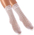 Lace Socks for Women | White Crew Mid-Calf Socks with Lace Trim...