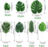 74 Pcs 7 Kinds Artificial Palm Leaves Tropical Fake Leaves, Monstera Leaf for Safari Jungle Hawaiian Dinosaur Luau Party Table Decoration Wedding ...