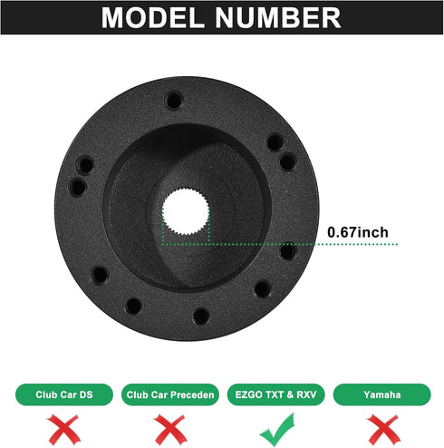Golf Cart Steering Wheel Adapter, Golf Cart Steering Wheel Adapter Hub Only For EZGO TXT & RXV Golf Cart...