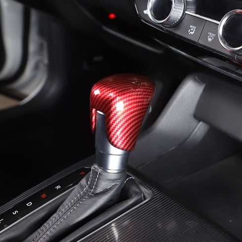 ABS Carbon Fiber Texture Car Center Control Gear Shift Knob Head Trim Cover,Gear Shift Knob Cover for Honda Civic 2022 (Red-Carbon Fber Texture)...