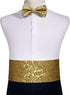 Barry.Wang Men Silk Paisley Cummerbund and Pre-tied Bowtie Handkerchief Cufflink Set for Tuxedo...