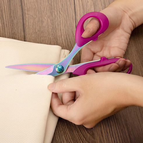 Sharp Sewing Scissors, Professional Heavy Duty Titanium Coating Forged Stainless Steel Multi-Purpose Shears for Fabric Leather, Dressmaking, Tailo...