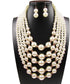 Women Elegant Pearl Jewelry Bead Cluster Collar Bib Choker Necklace and Earrings Set (Ivory)...