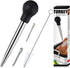 Stainless Steel Turkey Baster With Cleaning Brush - Food Grade Syringe Baster For Cooking & Basting With 2 Marinade Injector Needles - Ideal For B...