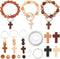 SUNNYCLUE 250Pcs Wood Cross Charms Easter Holiday Small Cross Beads Bulk Wooden Round Beads Unfinished Wood Bead 10mm Beading Keychain Making Kit ...