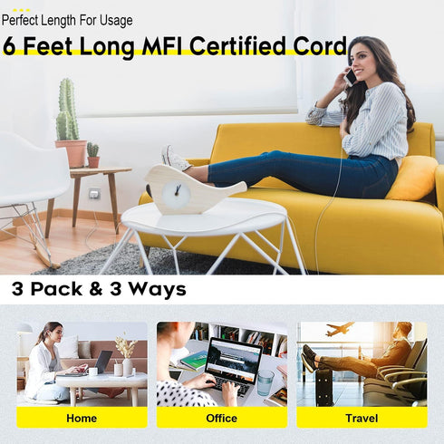 Fast Charger iPhone,iPhone Charger Cable,3Pack iPhone Charger Fast Charging 6Foot iPhone Charging USB C Charger Adapter 6FT Type C to Lightning Ca...