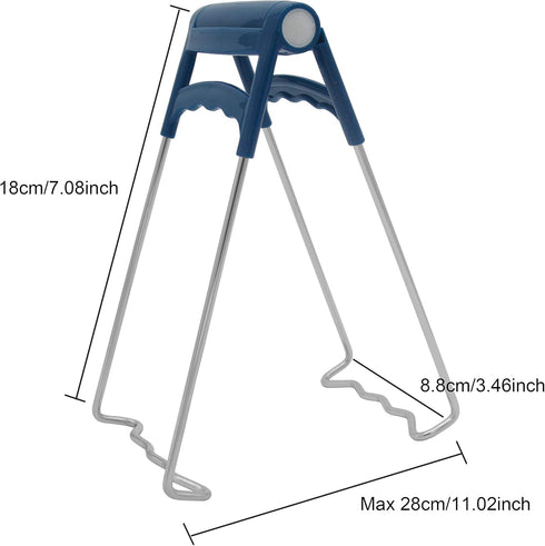 Hot Plate Gripper,Stainless Steel Bowl Clip,Kitchen Tongs Bowl Dish Pan Clip Anti-scalding 3-Pack (Navy-Blue)...
