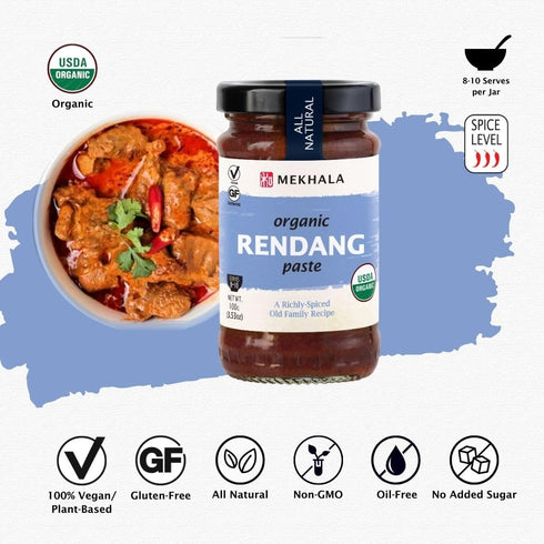 Mekhala Organic Malaysian Rendang Cooking Paste. VEGAN. GLUTEN-FREE. NO ADDED SUGAR. Versatile. HOT (3.53oz)...