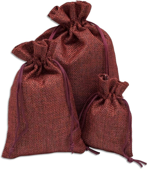 12-Pack 5.5x7.75 Natural Burlap Gift Bags w. Drawstring (Maroon Red, Medium) for Party Favors, Presents or DIY Craft by TheDisplayGuys...