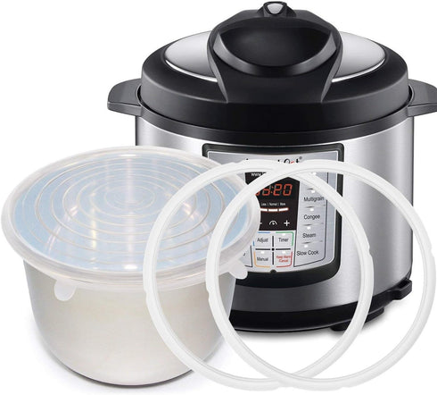 Silicone Sealing Ring Gaskets (2) + Silicone Inner Pot Lid Cover (1) Accessories Compatible with 5/6 Qt Instant Pot and Other Pressure Cookers (5/...