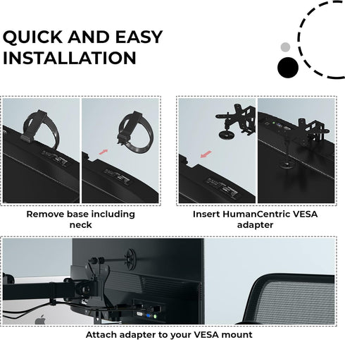 HumanCentric VESA Mount Adapter compatible with Viewsonic models VX2776-smhd, VX2476-smhd, VX2376-smhd, and VX2276-smhd...