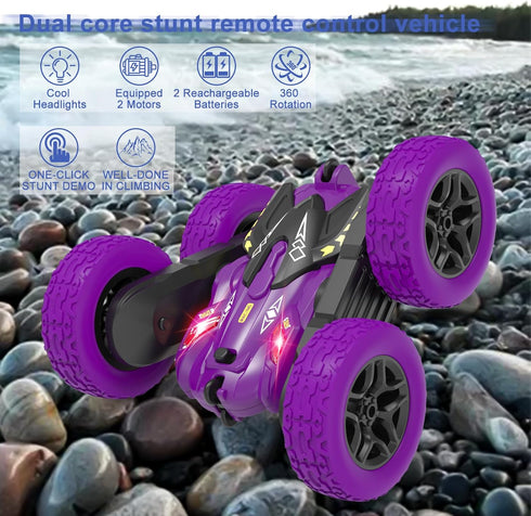 RC Stunt Cars Remote Control Car,Double-Sided Driving 360-Degree Flips Rotating Car Toy with Headlights,4 Wheel Drive Drifting Stunts Toy for Boys...