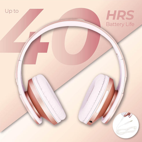 PowerLocus Bluetooth Headphones Over Ear, 40H Playtime with 4 EQ Modes, Wireless Headphones with Microphone, Hi-Fi Stereo Foldable Headset, FM Rad...
