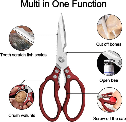 CGBE Kitchen Scissors, Multi-Purpose Kitchen Shears, Heavy Duty Dishwasher Safe Food Scissors, Non Slip Stainless Steel Sharp Cooking Scissors for...