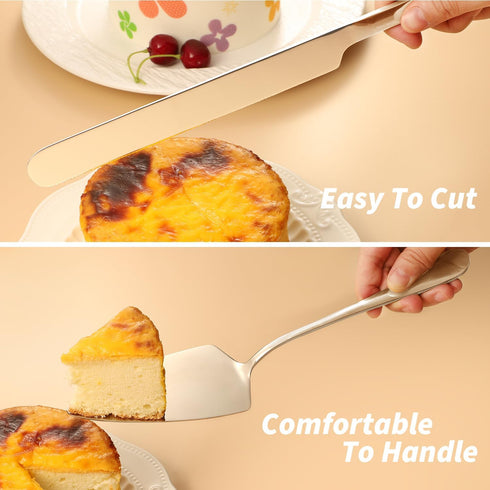 Wedding Cake Knife and Server Set, Cake Cutting Set for Party, Stainless Steel Large Cake Knife Set with Classic Design, Rounded Edges Cake Cuttin...