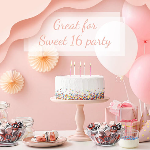 Zonon 504 Pieces Sweet 16 Birthday Party Favors Stickers Mini Kisses Candy Stickers Sweet Sixteen Round Chocolate Candy Wrappers for 16th Birthday...