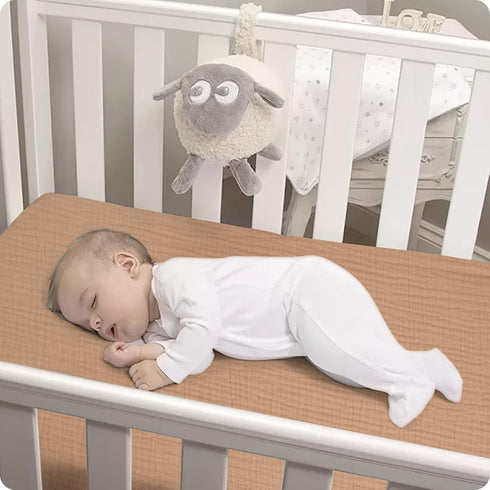 52x28 Inches Muslin Crib Sheets Fitted Crib Mattress Sheet for Baby Girls & Boys, 100% Cotton, Soft Boho Neutral Toddler Bedding Bed Sheets Fits W...