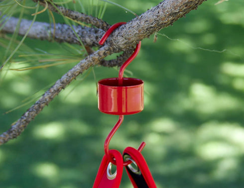 Large Ant Moat for Hummingbird Feeders, Metal Bird Feeder's Hook - Ant Guard for Bird Feeders, Plant Baskets, Bird Houses - Red Color (2 Ant Moats...