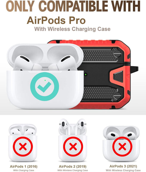 Koaichi Compatible with AirPods Pro(2nd Generation/1st Generation), Full-Body Rugged Hard Shell Protective Case Cover with Keychain Designed for A...