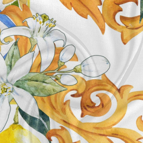 Lemon Flower Pattern Square Silk Scarf, Summer Head Scarf, Hair Scarf for Women Soft Smoothness for Travel Yoga Handkerchief Shawl Sunscreen Gift ...