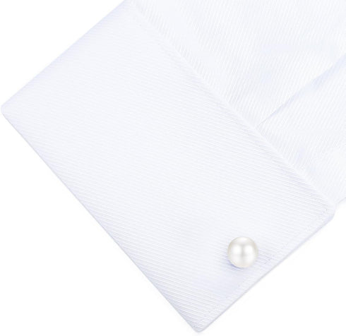 HONEY BEAR Cufflinks for Men White and Black Cultured Pearl Wedding Shirt Suit...