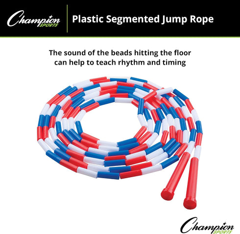 Champion Sports Classic Plastic Segmented Beaded Jump Ropes - Phys. Ed, Gym, Fitness and Recreational Use, In a Variety of Lengths for Kids to Adu...
