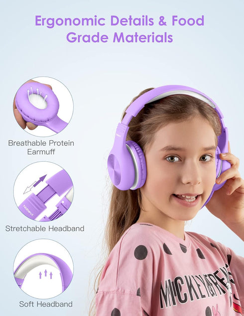 Headphones for Kids for School, Kids Headphones with Microphone, Sharing Function, 85dB/94dB Safe Volume Limit, HD Sound, Over Ear Kids Headphones...