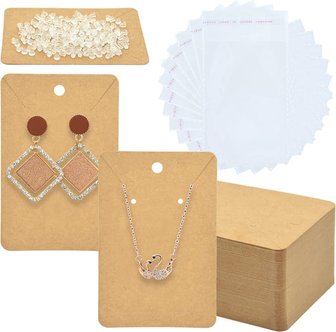 120 Set Earring Holder Cards Necklace Display Cards with 120 Pcs Self Sealing Bags and 240 Pcs Earring Backs for Earring Necklace Display(3.5 x 2....
