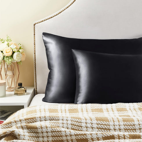 BEDELITE Satin Pillowcase for Hair and Skin, Super Soft and Cooling Similar to Silk Pillow Cases 2 Pack with Envelope Closure, Gift for Women Men(...