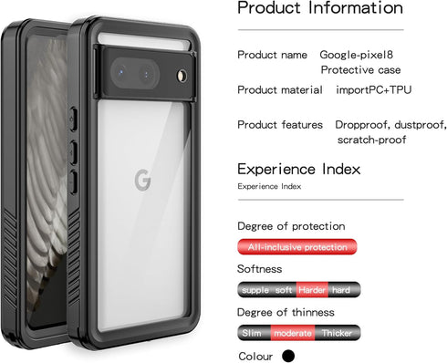 Hllhunkhe for Google Pixel 8 Case, Pixel 8 Waterproof Case with Built-in Screen Protector, Rugged Full Body Underwater Dustproof Shockproof Drop P...
