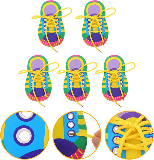 NUOBESTY Shoelace Threading Teaching Toys Learn to Tie Shoelaces Toy Kids Toddlers Fine Motor Skills Toy Early Educational Toys, 5 Sets …...