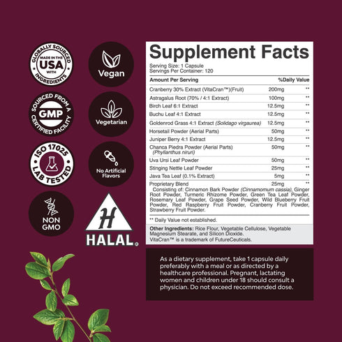 Kidney Support Cranberry Supplement for Women and Men - High Strength Kidney Cleanse and Detox with Stinging Nettle Uva Ursi and Astragalus for Ki...