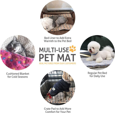 Mora Pets Cat Bed Dog Crate Pad Ultra Soft Pet Bed with Cute Star Print Washable Crate Mat for Small Dogs and Indoor Cats Reversible Fleece Kennel...