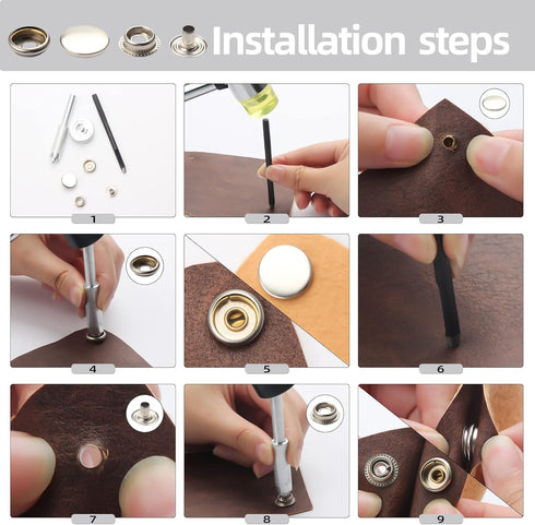 BIOUU Canvas Snap Kit Tool - 363PCS Stainless Steel Snap Fastener Kit for Boat Covers, Carpets and Furniture...