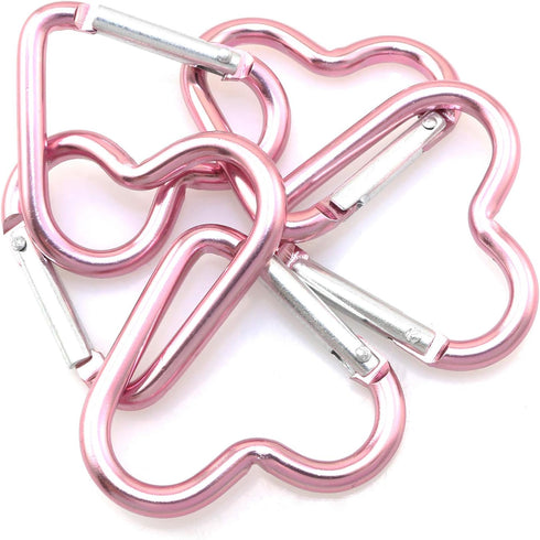10pcs Heart-Shaped Aluminum Snap Hook Clip Key Holder, Keychain Clip (Light Pink)...
