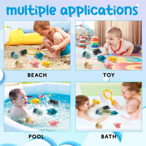 Bath Toys for Kids Ages 1-3, Floating Wind-up Baby Bathtub Toys for 1 Year Old Boy, 7 Pack Cute Swimming Turtle Toddler Toys for Baby Shower Beach...